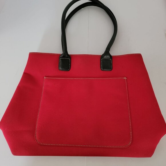 Charter Club Womens Shoulder Handbag Red Fabric Exterior Black & White Lining - Picture 2 of 12